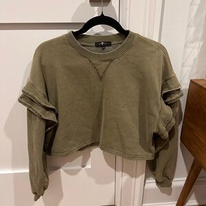 7 For All Mankind Khaki Cropped Sweatshirt